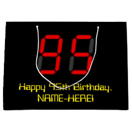 95. Geburtstag: Red Digital Clock Style "95" + Nam Große Geschenktüte