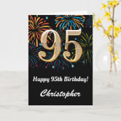 95. Geburtstag Regenbogen Feuerwerke Schwarz und G Karte (Gelbe Blume)
