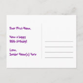 95. Geburtstag: Rosa Streifen & Herz, Regenbogen 9 Postkarte (Rückseite)