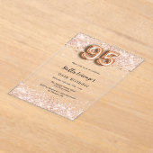 95. Geburtstag Rose Gold Konfetti klar Acryleinladungen (Ablage )