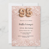 95. Geburtstag Rose Gold rosa Konfetti Luxus Einladung (Vorderseite)