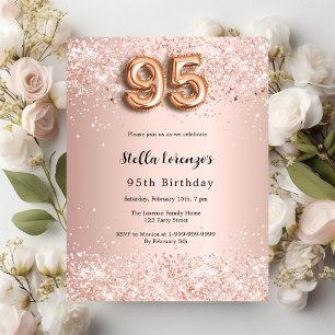95. Geburtstag roségold rosa Einladungspostkarte