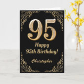 95. Geburtstag Schwarz-Gold-Glitzer-Rahmen Karte (Gelbe Blume)