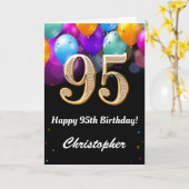 95. Geburtstag Schwarz und Gold farbige Ballons Karte (Gelbe Blume)