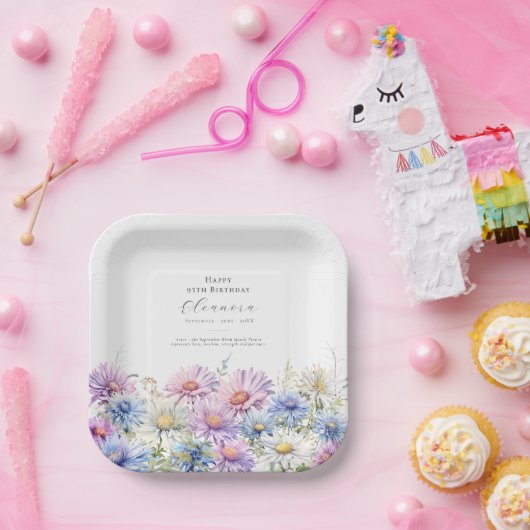 95. Geburtstag September Blume Pappteller (Party)