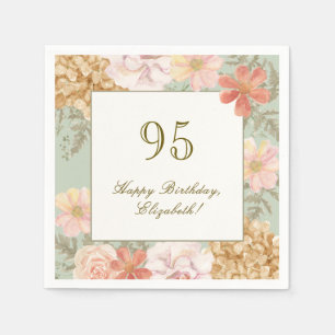 95. Geburtstag Serviette Herbstfarben Floral Sage