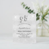 95. Geburtstag Silber Glitzer Einladung (Stehend Vorderseite)