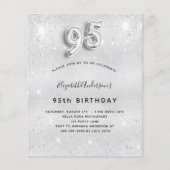 95. Geburtstag Silber Glitzer Einladung (Vorderseite)