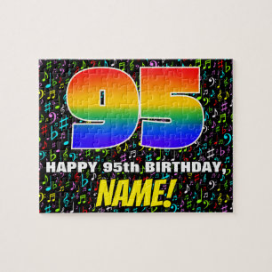 95. Geburtstag — Spaß, bunte Musiksymbole & "95" Puzzle