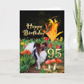 95. Geburtstag Tulip Gartenschmetterlinge Papillon Karte (Vorderseite)