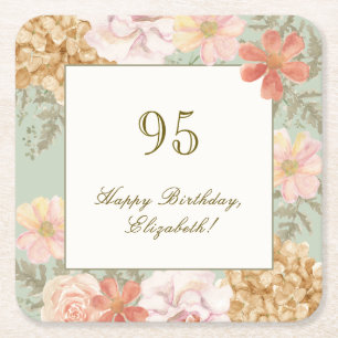 95. Geburtstag Untersetzer Herbstfarbe Floral Sage