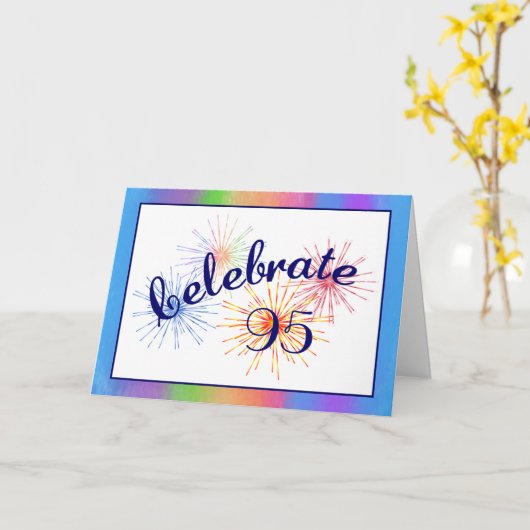 95. Geburtstags-Feuerwerke Karte (Gelbe Blume)