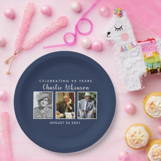 95. Geburtstags-Foto Pappteller (Party)