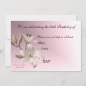 95. Geburtstags-Party Einladung - weiße Lilien (Rückseite)