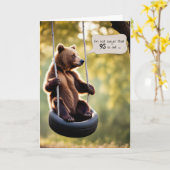 95. Geburtstagsbär auf Reifenschwung Karte (Gelbe Blume)