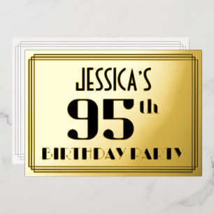 95. Geburtstagsfeier: Art Deco-Look „95“ und Name Folieneinladung