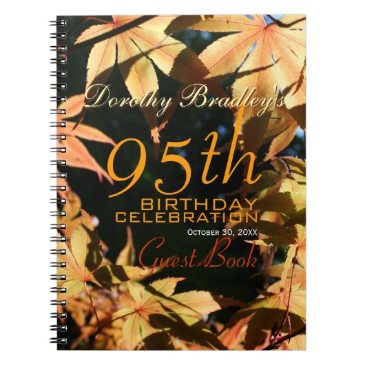 95. Geburtstagsfeier Autumn Custom Guest Book Notizblock (Vorderseite)