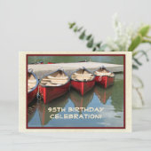 95. Geburtstagsfeier Einladung, Rote Kanus Einladung (Stehend Vorderseite)