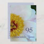 95. Geburtstagsfeier/Elegantes Weißes Peony Einladung (Vorne/Hinten)