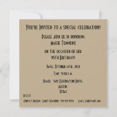 95. Geburtstagsfeier-Gelbe Rose Einladung (Rückseite)