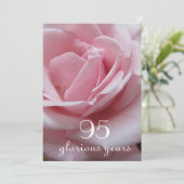 95. Geburtstagsfeier!-Hübsch Rosa Rose Einladung (Stehend Vorderseite)