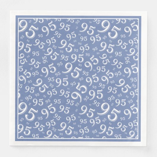 95. Geburtstagsfeiertag Muster Blau/Weiß Serviette (Vorderseite)