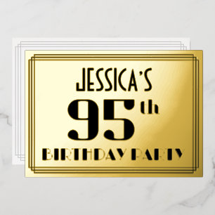 95. Geburtstagsparty: Art Deco Look "95" und Name Folieneinladung