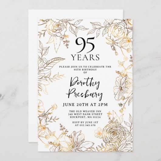 95. Geburtstagsparty Einladung (Vorne/Hinten)