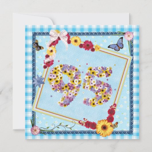 95. Geburtstagsparty Einladung Blume, Schmetterlin (Vorderseite)