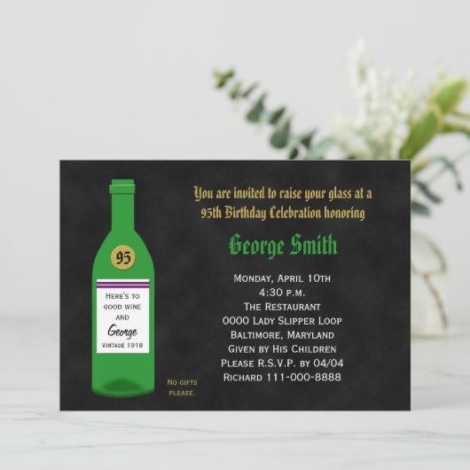 95. Geburtstagsparty Einladung Chalkboard (Stehend Vorderseite)