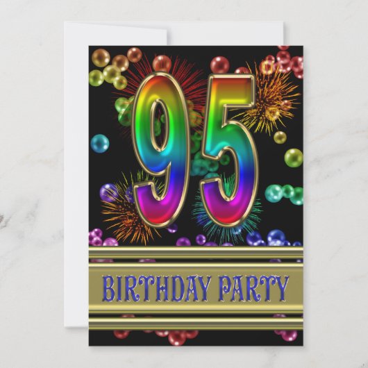 95. Geburtstagsparty Einladung mit Blasen (Vorderseite)