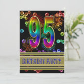 95. Geburtstagsparty Einladung mit Blasen (Stehend Vorderseite)