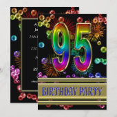 95. Geburtstagsparty Einladung mit Blasen (Vorne/Hinten)