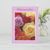 95. Geburtstagsparty Einladung Schöne Rose (Stehend Vorderseite)