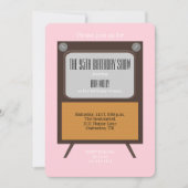 95. Geburtstagsparty Einladung TV auf Pink (Vorderseite)
