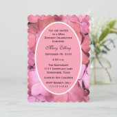 95. Geburtstagsparty Pink Scalloped Hydrangeas Einladung (Stehend Vorderseite)