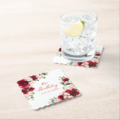 95. Geburtstagsparty Rosa Blumenmuster Custom Untersetzer (Vor Ort)
