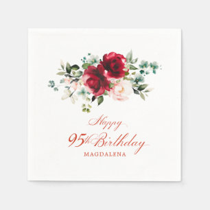 95. Geburtstagsparty rosa rote Blumenpraxis Serviette