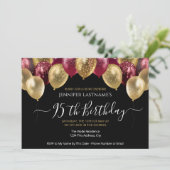 95. Geburtstagsparty Rot und Gold Einladung (Stehend Vorderseite)