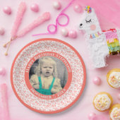 95 Ihr Foto Random Number Pattern Coral/White Pappteller (Party)