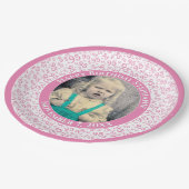 95 Ihr Foto Random Number Pattern Rosa/Weiß Pappteller (Schrägansicht)