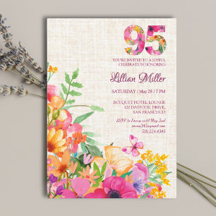 95 Jahre Blume Blumenhandwäsche 95. Geburtstag Einladung