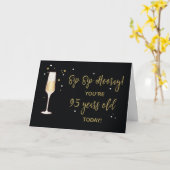 95-jähriger Champagner-Glitzer-Effekt Karte (Gelbe Blume)