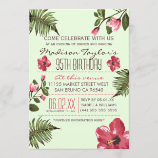 95. Party Exotic Hibiskus & Tropical Palm Blätter Einladung