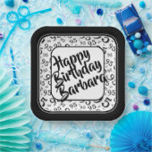 95. Party Random Number Pattern Schwarz/Weiß Pappteller (Party)