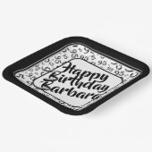 95. Party Random Number Pattern Schwarz/Weiß Pappteller (Gewinkelt)