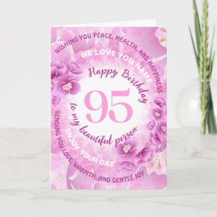 95 Rosa Kirschblüten Floraler Meilenstein-Geburtst Karte