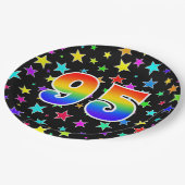 95. Veranstaltung: Fett, Spaß, farbiger Regenbogen Pappteller (Schrägansicht)