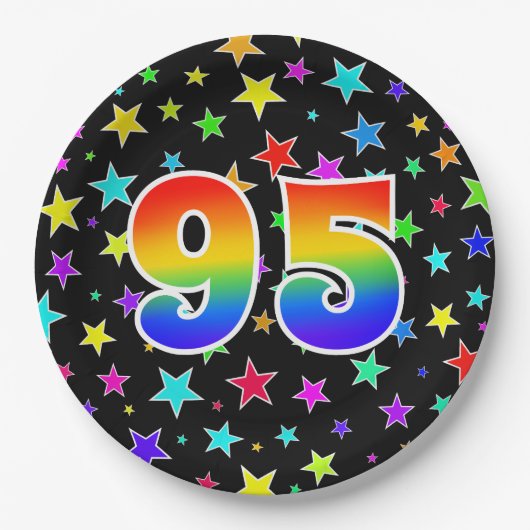 95. Veranstaltung: Fett, Spaß, farbiger Regenbogen Pappteller (Vorderseite)