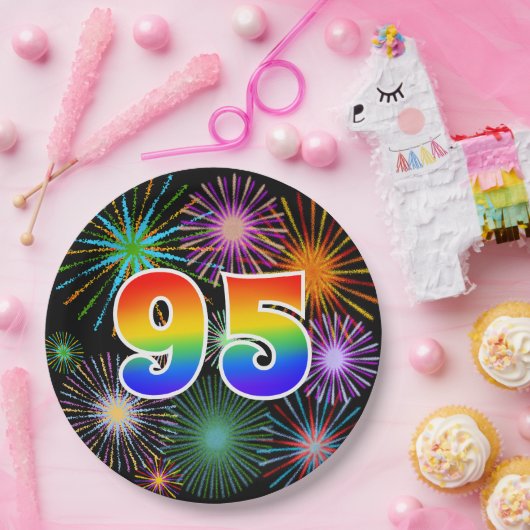 95. Veranstaltung - Spaß, farbig, kühl, Regenbogen Pappteller (Party)